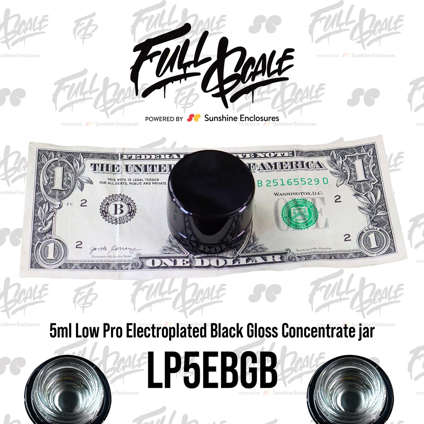 5ml Black Glass Jar - Electroplated Black Gloss