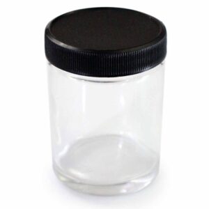 THCR 4oz Clear Glass Jar Child-Resistant Ribbed Flat Cap (Qty 100)